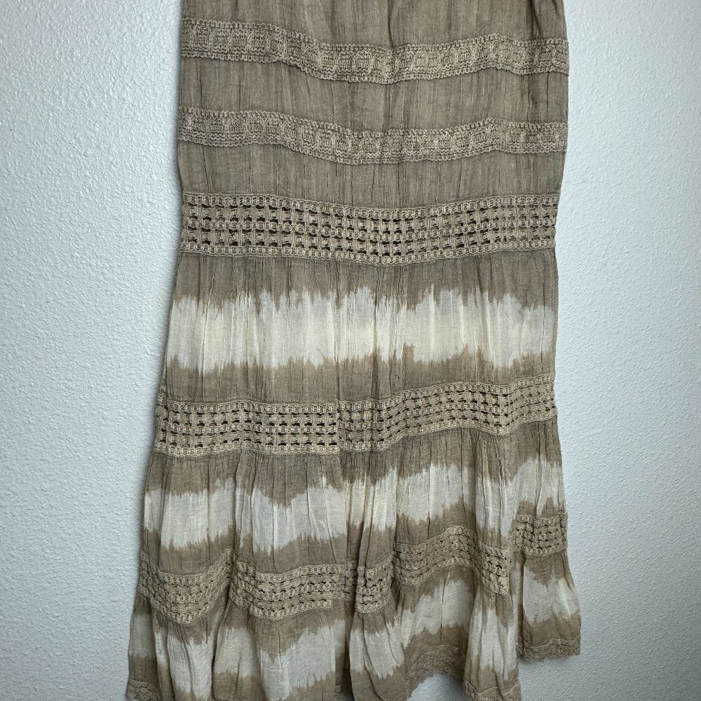 Vintage Boho Hippie  Maxi Skirt Tie - Dye Lace Size M